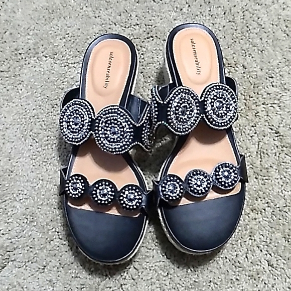 Shoes - Black Embellished Sandals NWOT
